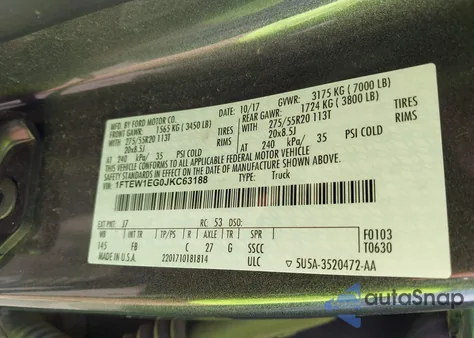 2018 Ford F150 Supercrew from USA, damaged, VIN 1FTEW1EG0JKC63188